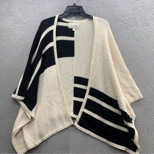Brochu Walker Sweater Cardigan Alpaca Wool Blend Poncho Black White Striped OS